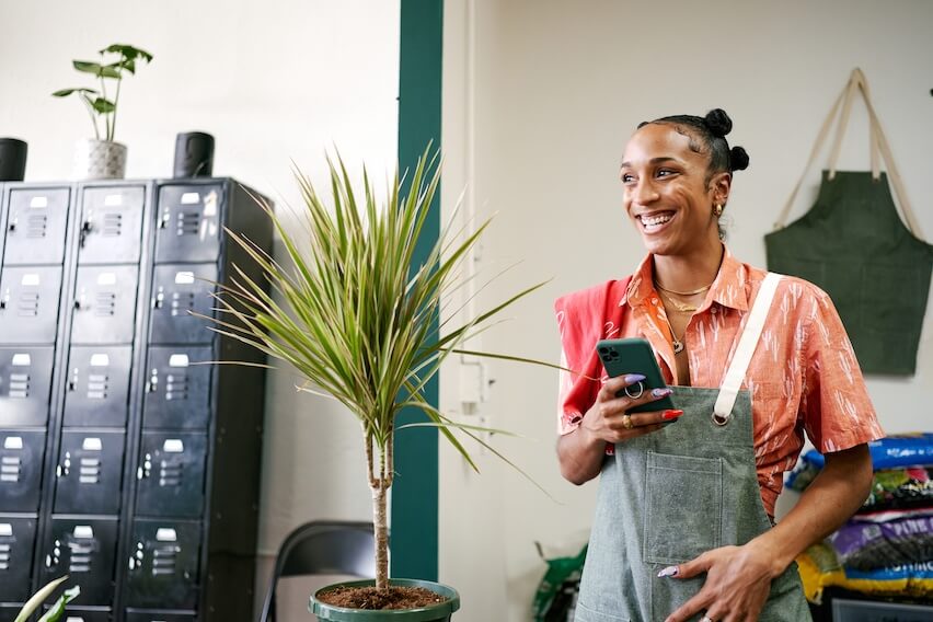 happiness business owner in apron