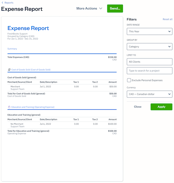 Expense report