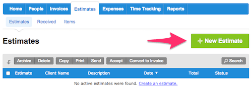 FreshBooks has online estimating software