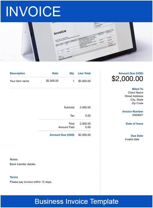 business invoice template