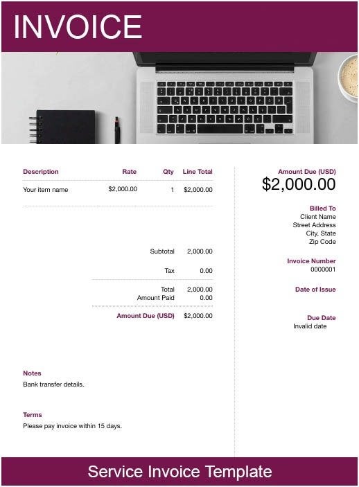 service invoice template 2
