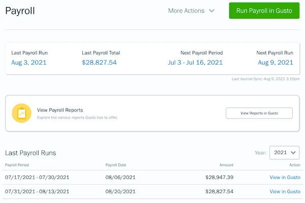 Gusto Payroll Interface