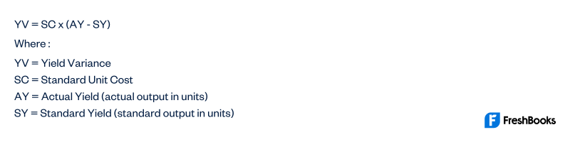 Yield Variance Formula