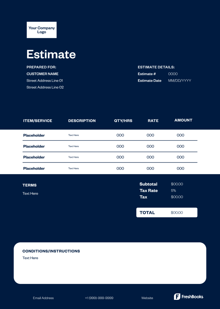 Contractor Estimate Template - Style 9