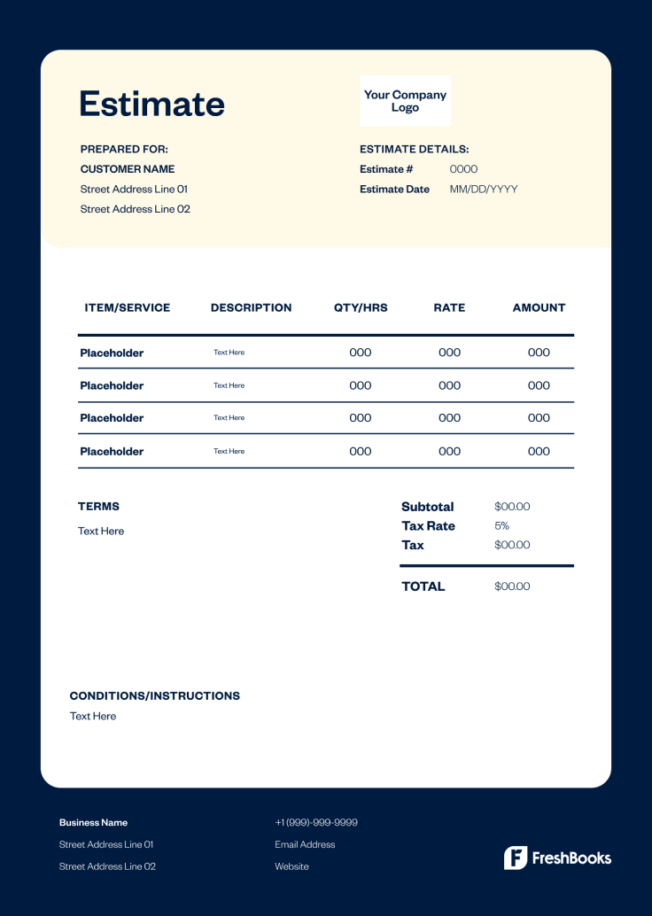 Excavation Estimate Template - Style 4