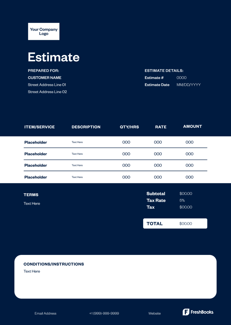 Pool Estimate Template - Style 9