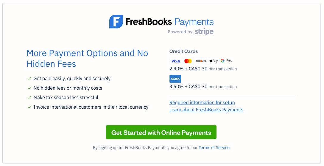 FreshBooks Payments Canada